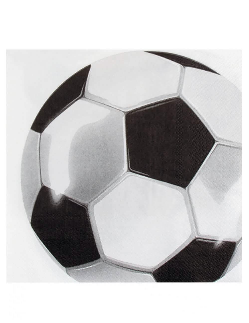 Serviettes en papier Foot party pour fête noir et blanc motif ballon de football