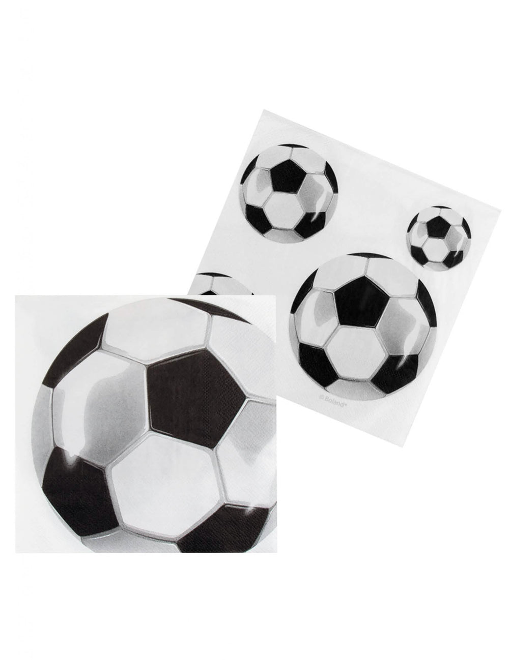 Vue à plat du motif de ballons des serviettes en papier Foot party