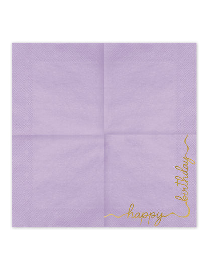 12 Paperilautasliinaa Happy Birthday pastelli ja kulta 33 × 33 cm