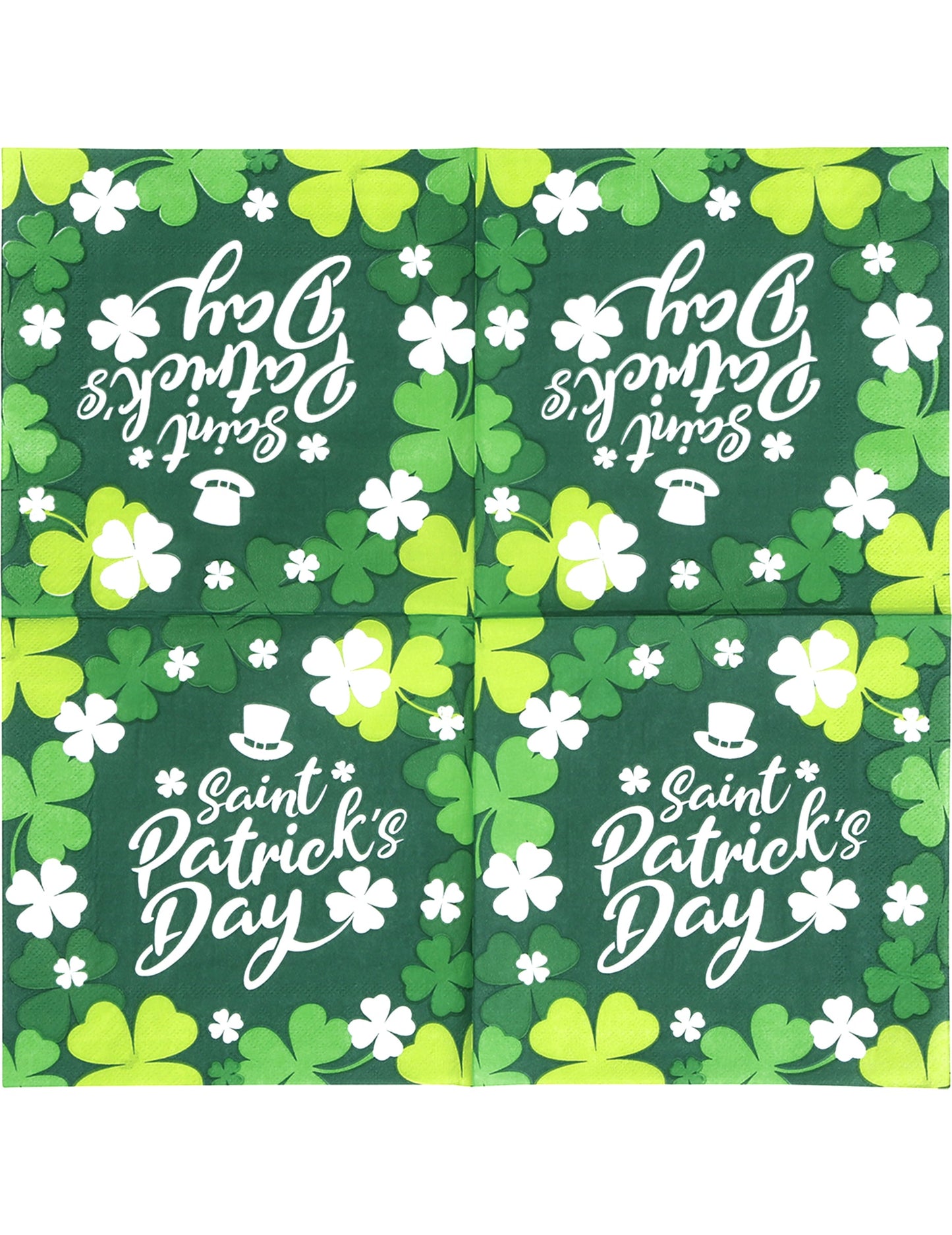 Vue dépliée des serviettes Saint Patrick