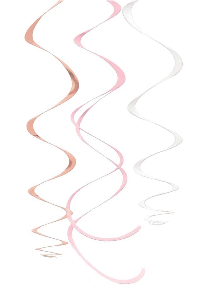 Suspensions à spirale pour fête rose gold rose et blanc en plastique
