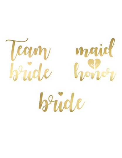 Packaging face et dos avec dimensions des tatouages éphémères Team bride
