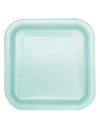 Assiettes carrées en carton pastel pour fête menthe