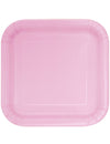 Assiettes carrées en carton réception pastel pour fête rose clair