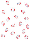 Confettis de table ballons de rugby pour décoration de fête rouges et bleus en papier