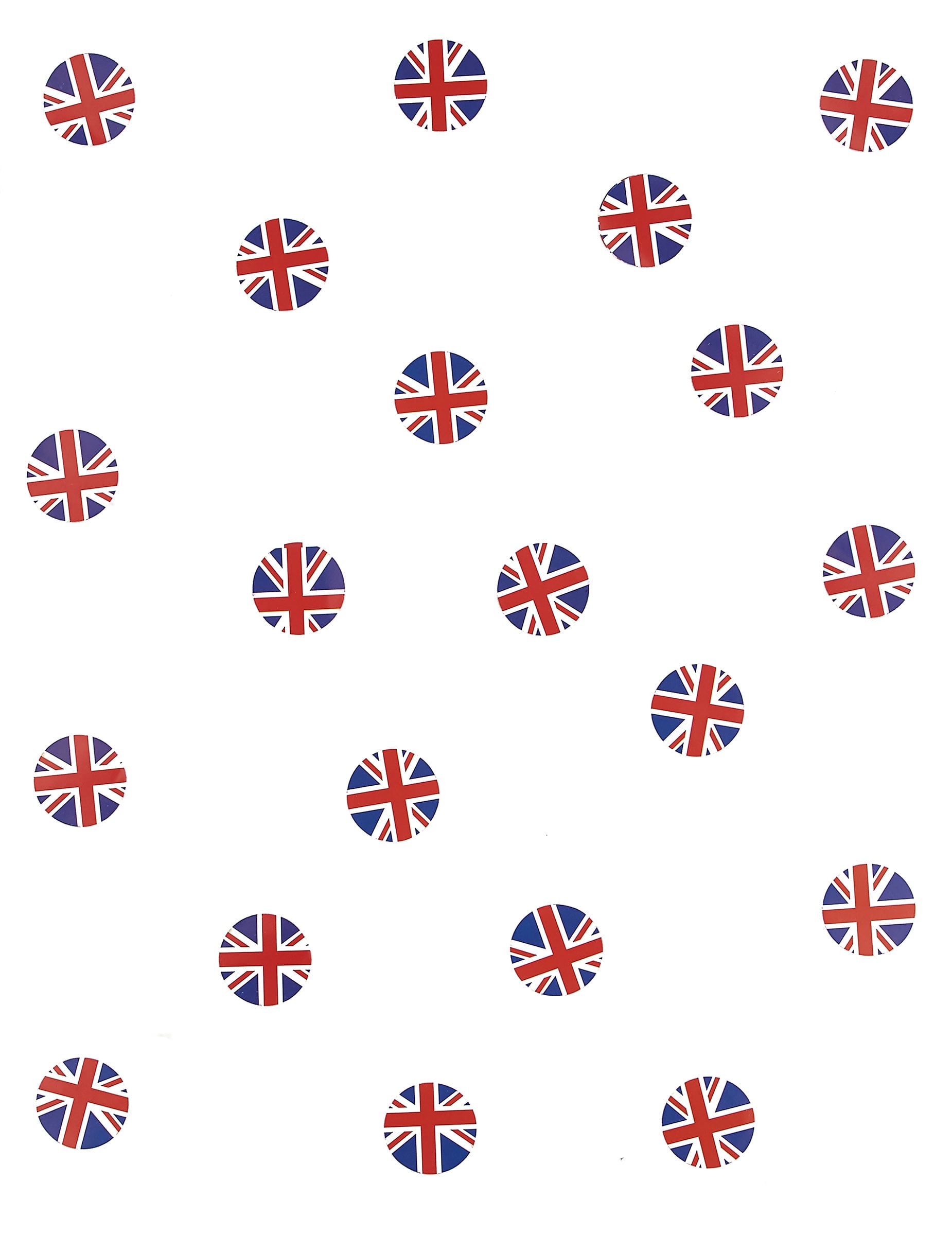 Détail du motif rond des confettis de table drapeau Royaume-Uni