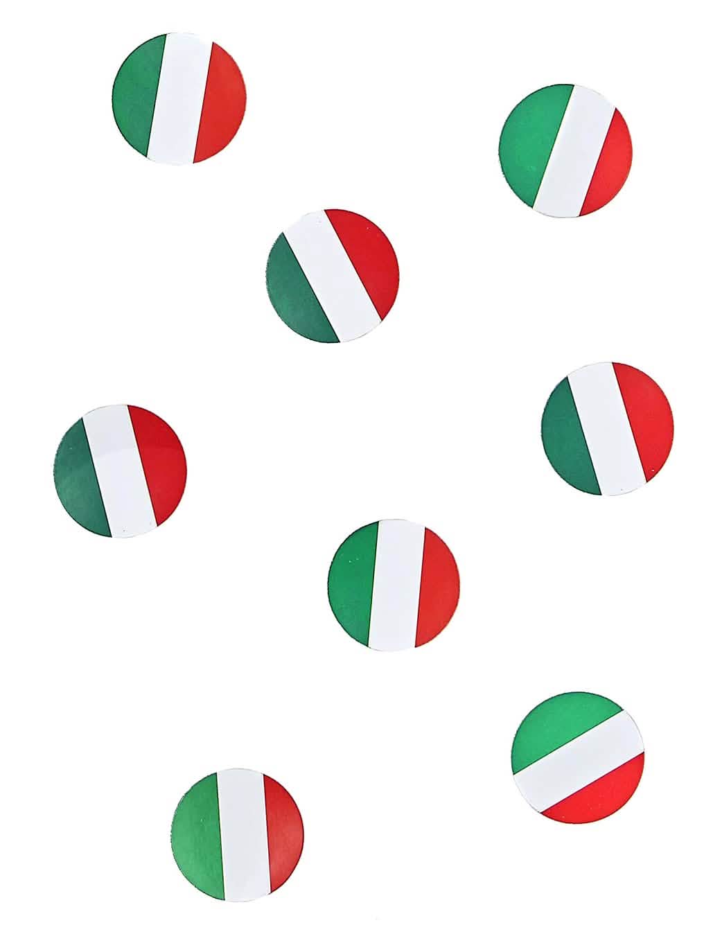 pöytäkonfetit lippu italia juhlaan, pyöreät vihreät, valkoiset ja punaiset
