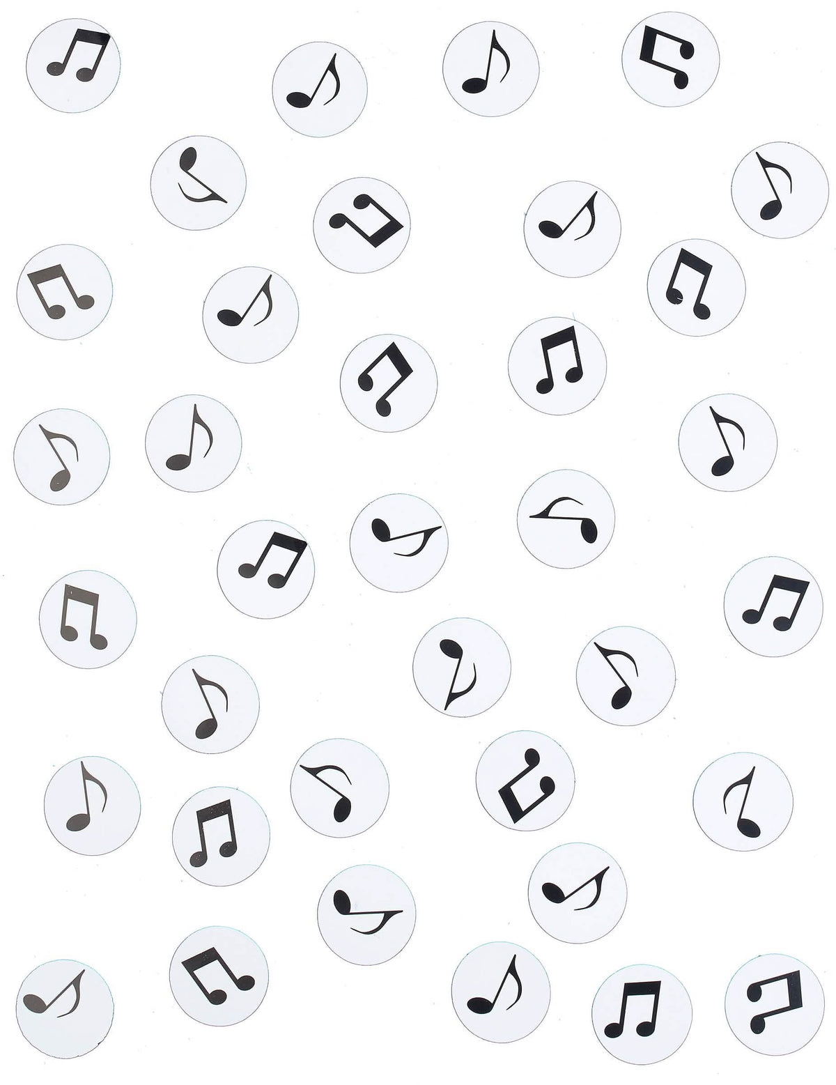 Vue d'ensemble des confettis de table note de musique