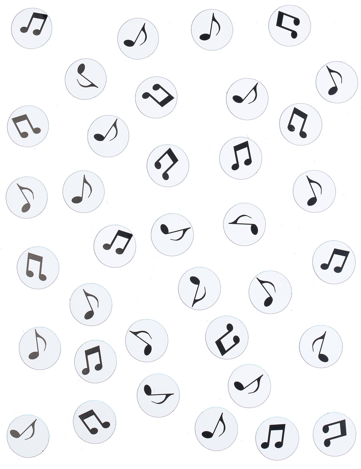 Vue d'ensemble des confettis de table note de musique