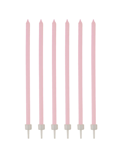 Bougies fines rose pâle avec bobèches