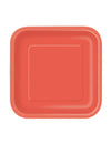 Assiettes carrées en carton pour dessert rouge corail