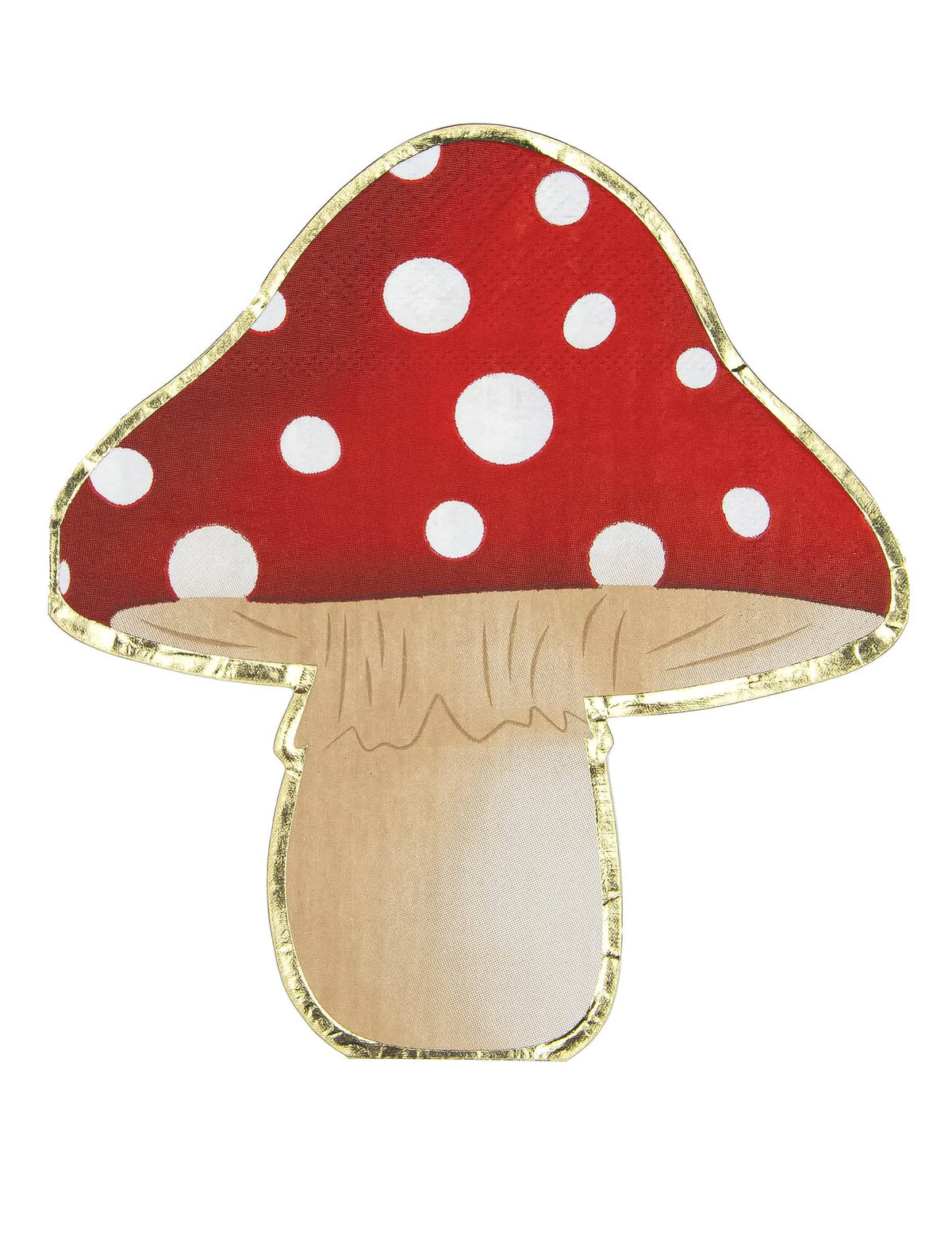 Serviettes en papier champignon rouge et blanc avec bordure dorée