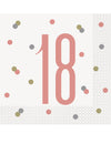 Serviettes en papier 18 ans pour anniversaire blanches et roses à pois