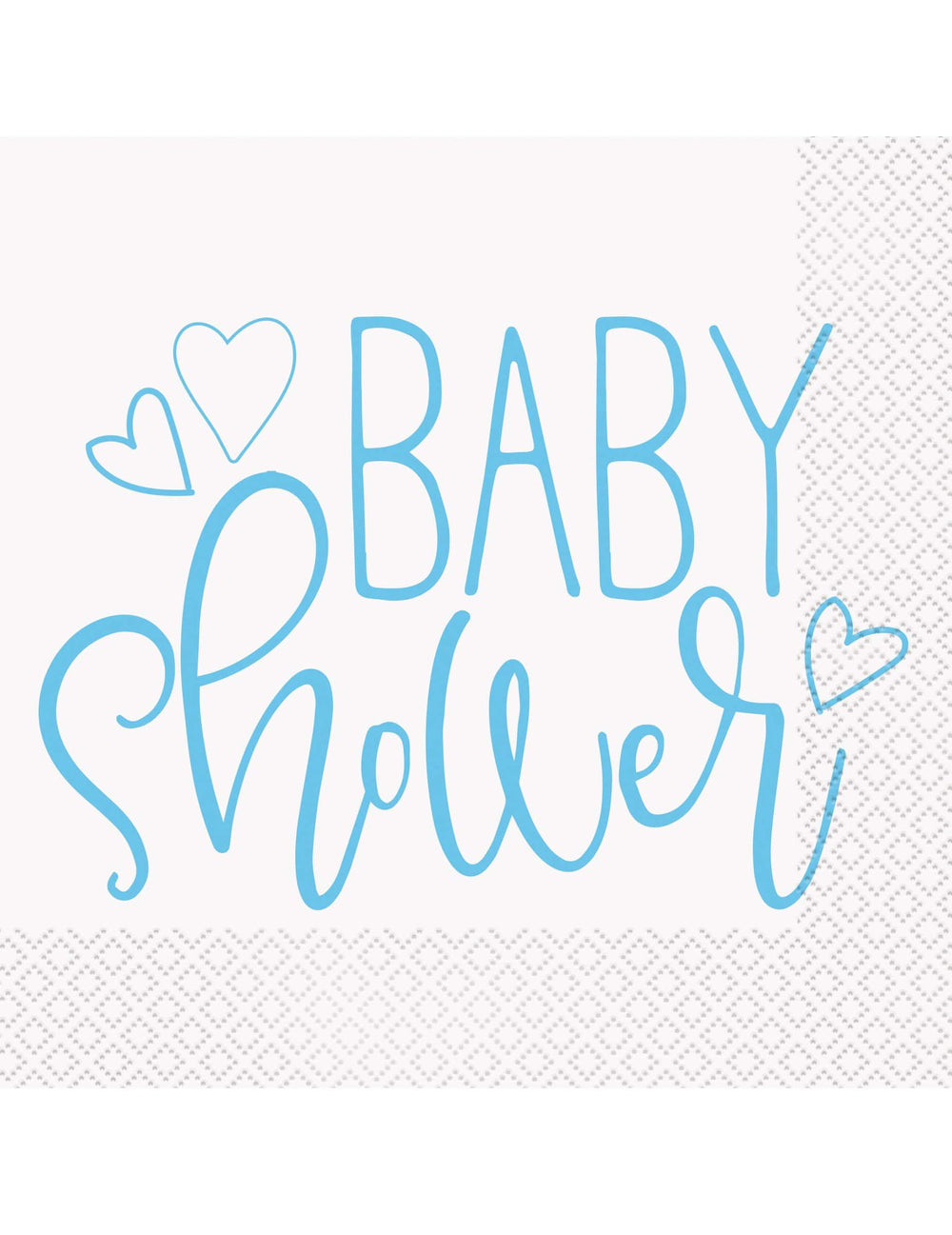 Serviettes en papier baby shower pour garçon bleues et blanches