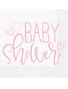 Serviettes en papier Baby Shower pour fille roses et blanches