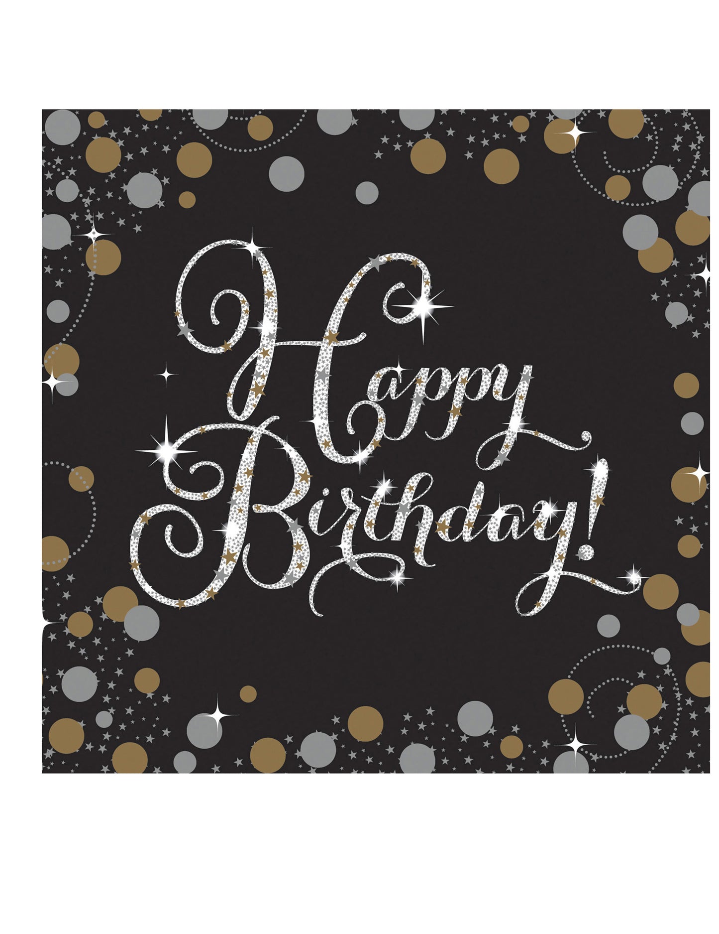 Serviettes en papier Happy Birthday pour anniversaire noires célébration étincelante