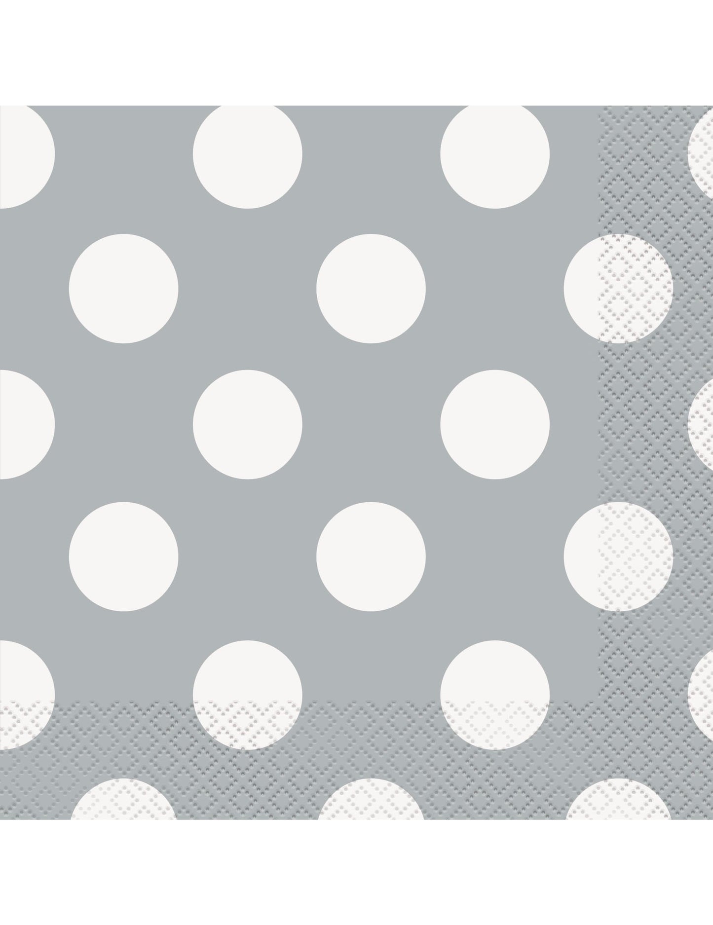 Serviettes en papier à pois pour anniversaire grises et blanches