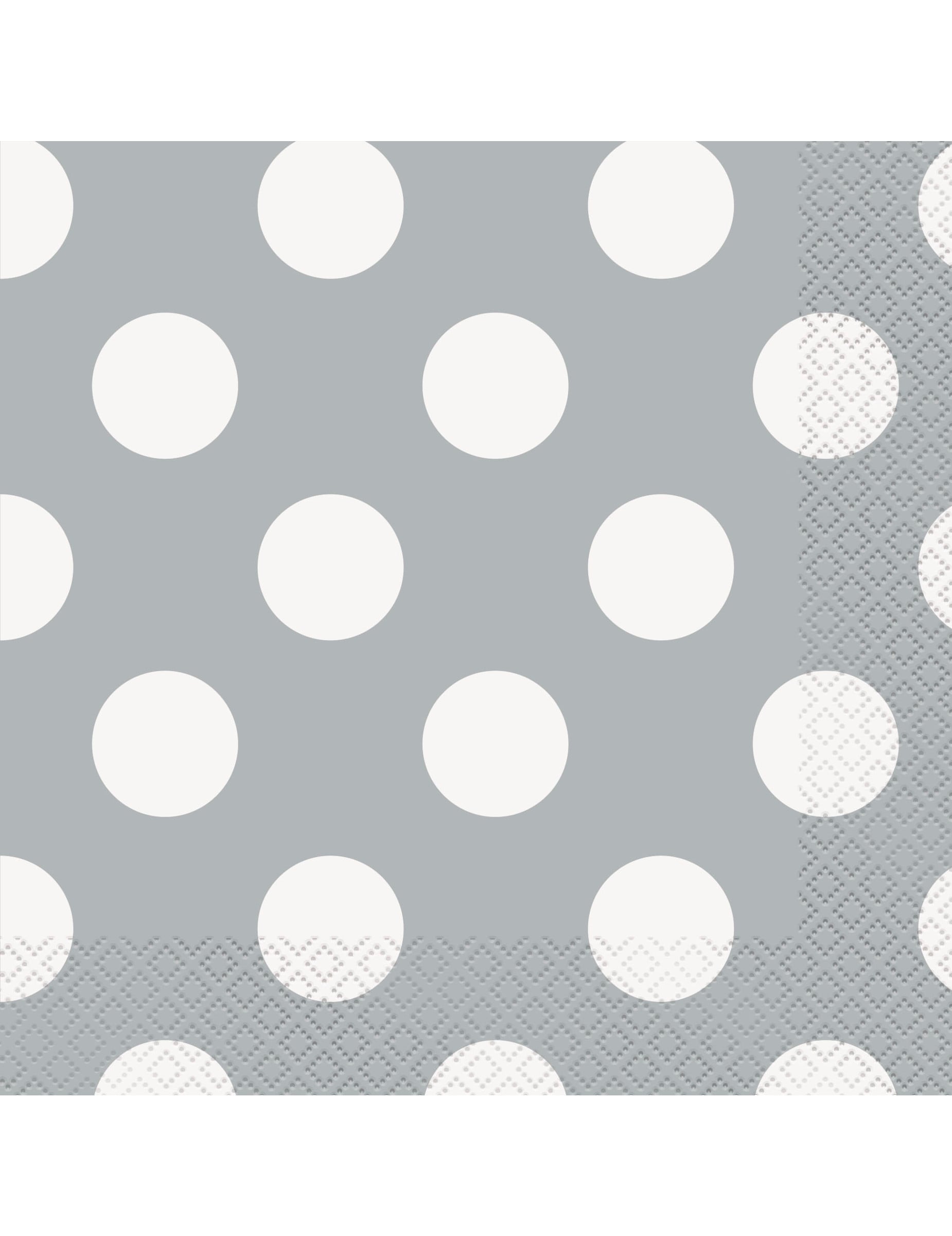 Serviettes en papier à pois pour anniversaire grises et blanches