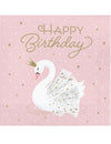 Serviettes en papier Happy Birthday cygne royal roses avec étoiles dorées