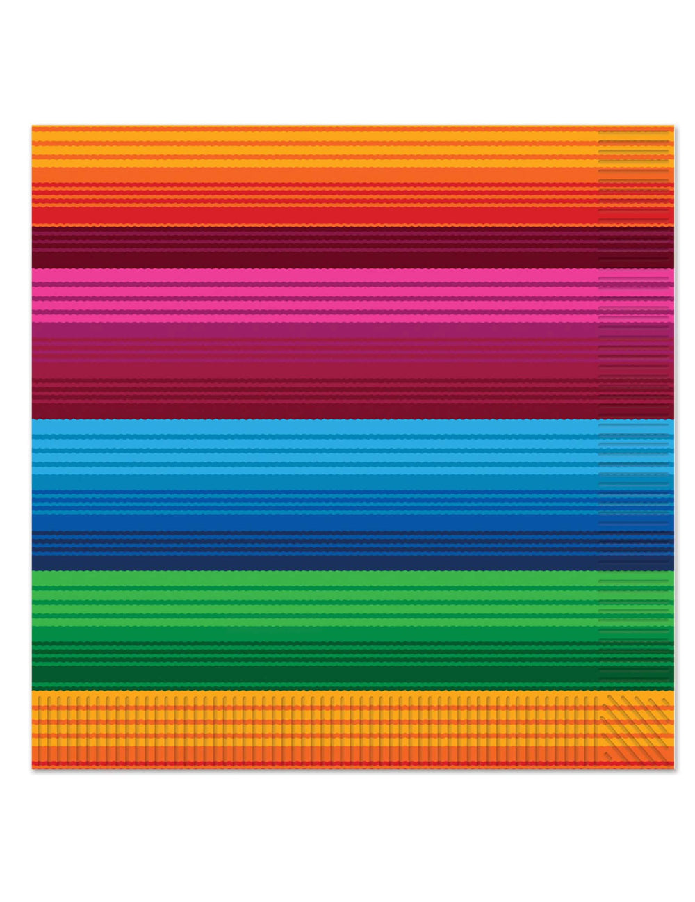 Serviettes en papier mexicaine pour fête à rayures multicolores