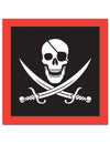 16 serviettes en papier Pirate tête de mort noir et rouge avec sabres croisés