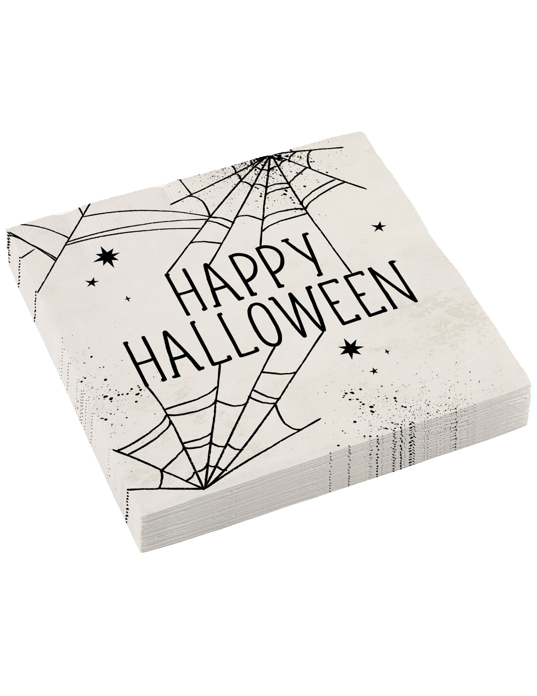 Serviettes en papier toile d'araignée pour fête d'Halloween blanc et noir