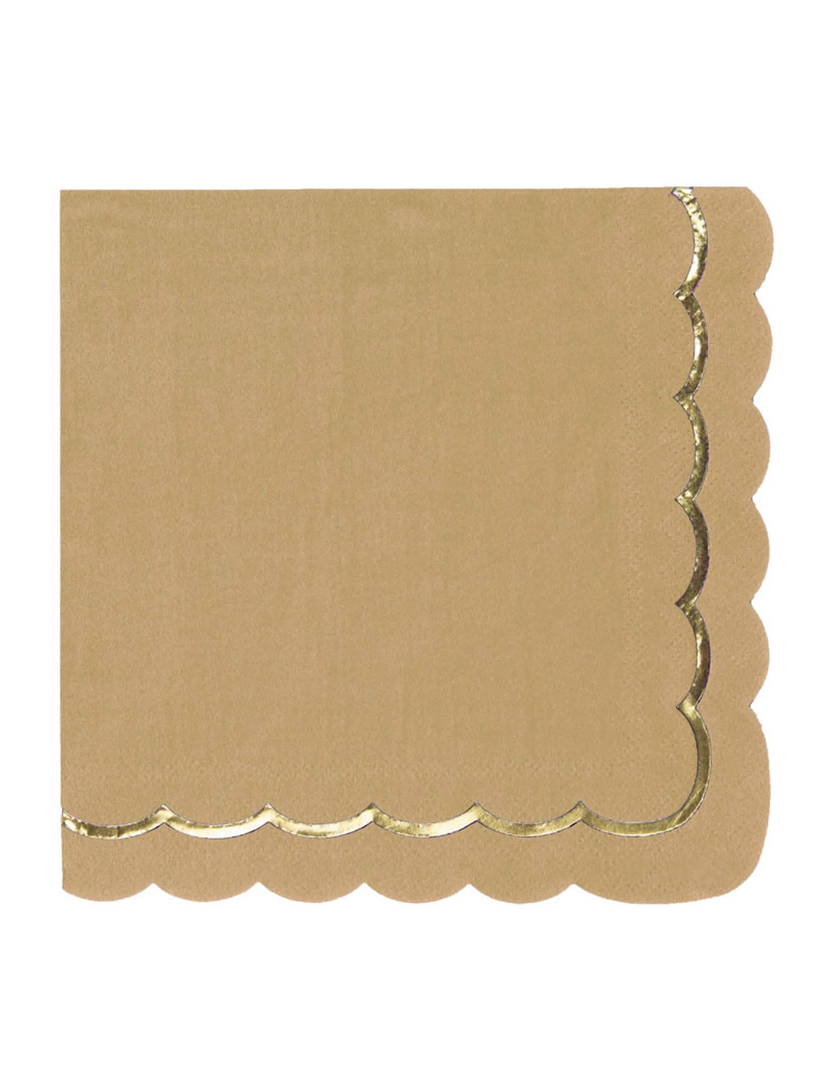 Serviettes en papier festonnées kraft et or