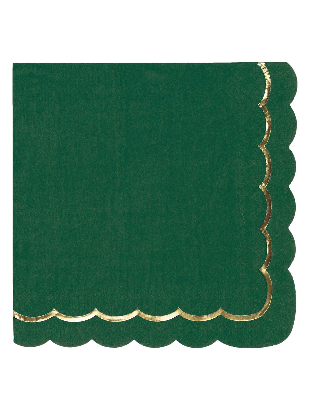 Serviettes festonnées en papier Noël pour fête vert et or