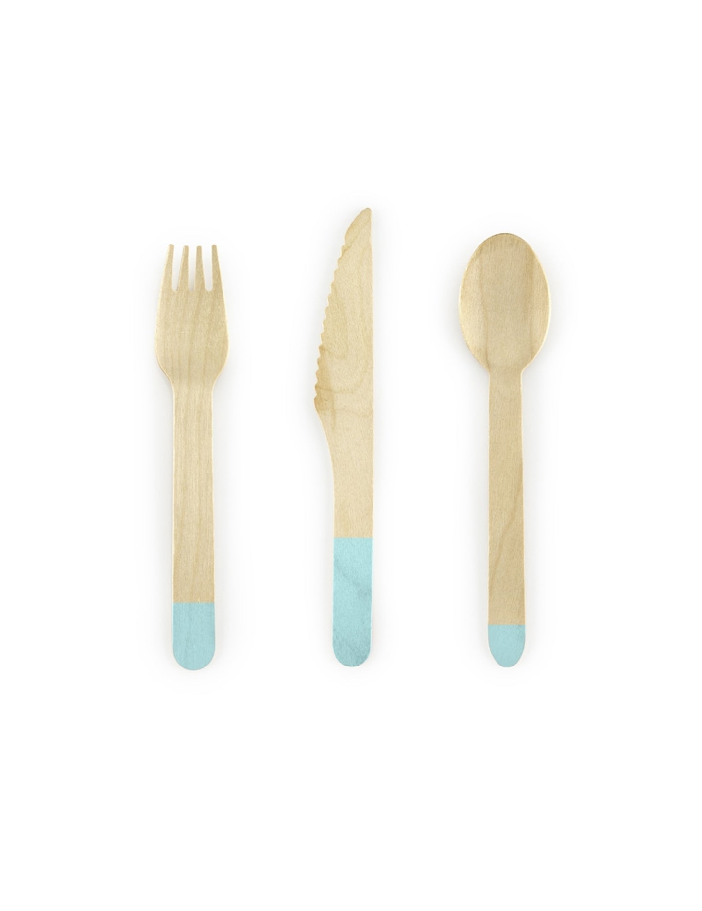 Couverts en bois pour fête menthe assortis