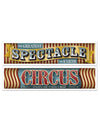 Banderoles Cirque Vintage pour décoration de fête rouge et jaune à rayures