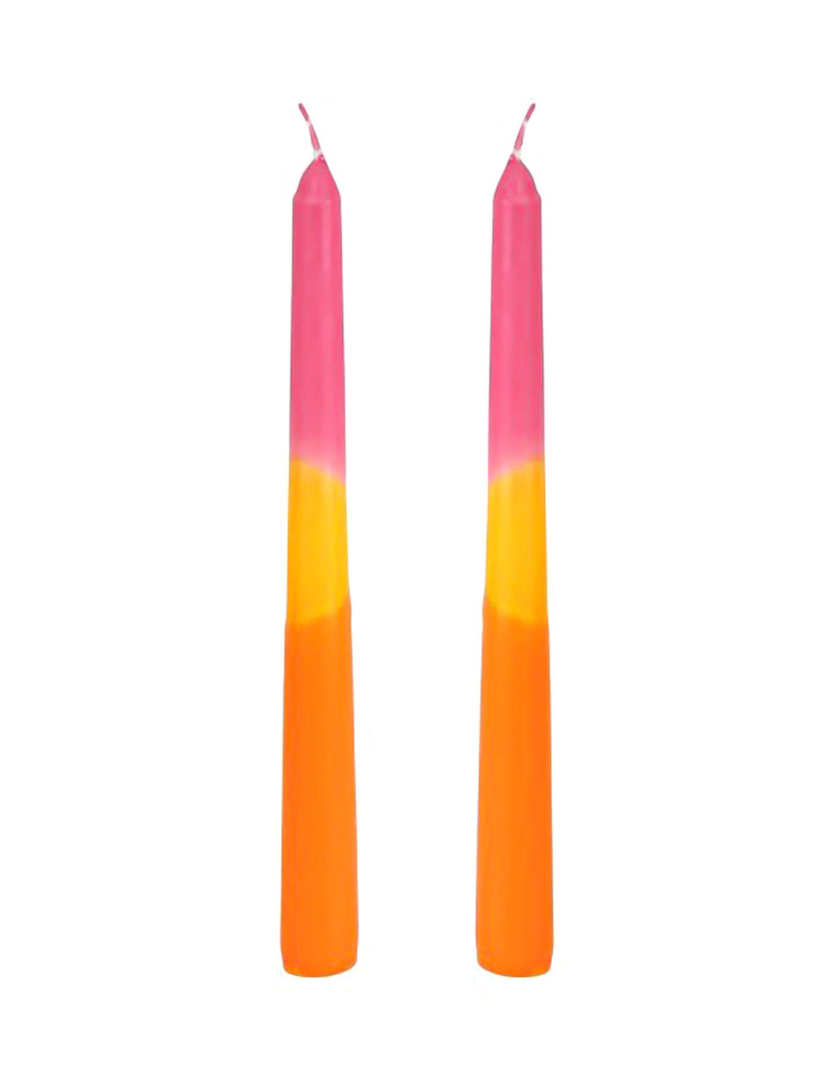2 kruunukynttilää vaaleanpunainen, keltainen, oranssi 25 cm