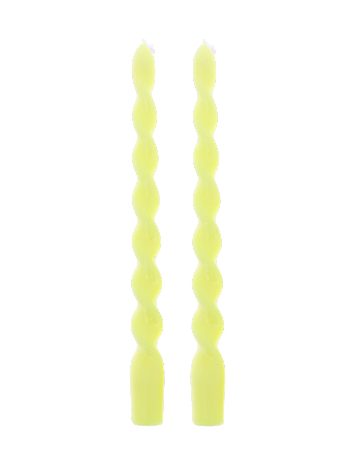 2 kierteistä kynttilää keltainen 25 cm
