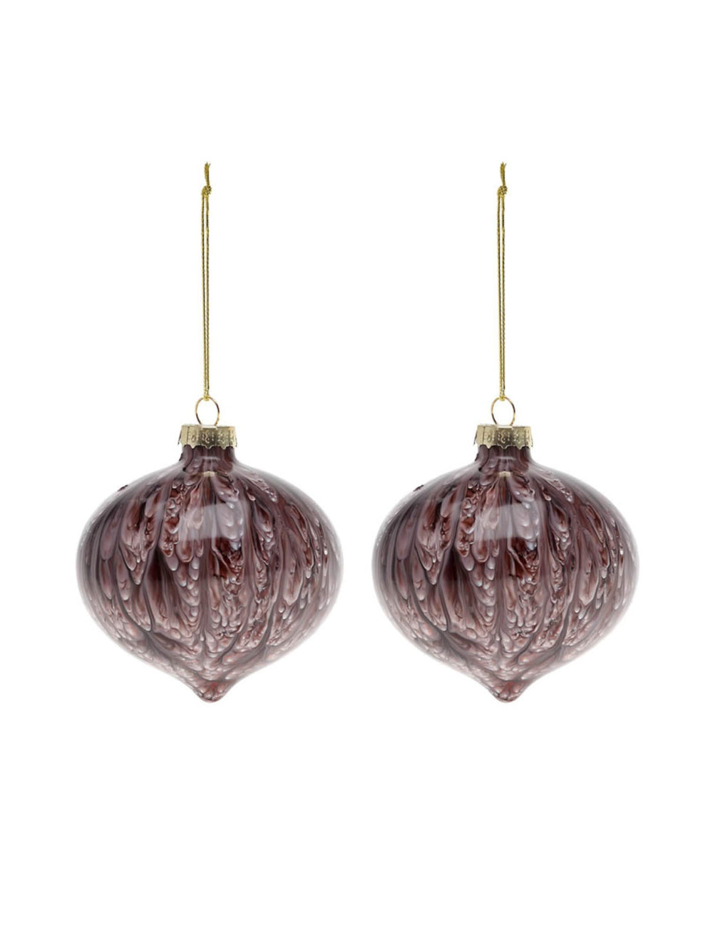 Boules en verre losange marbrées marron effet écorce