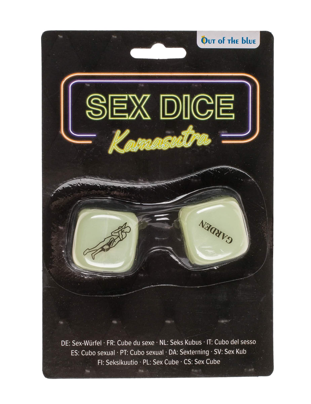 Vue de face de l'emballage des 2 dés coquins kamasutra