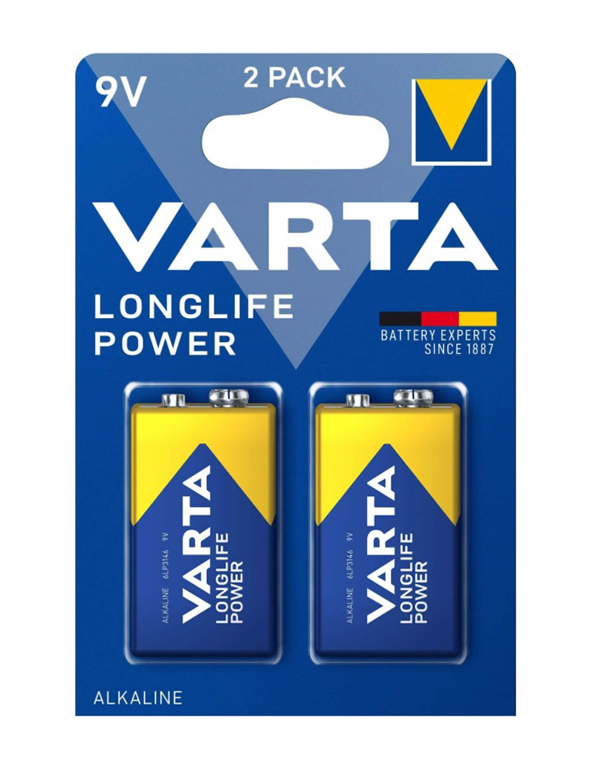 Piles LONGLIFE POWER 6LR61/9V lot de 2 bleu et jaune
