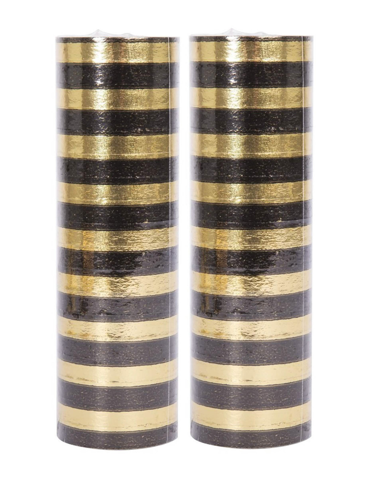 Rouleaux de serpentins noir et doré à rayures