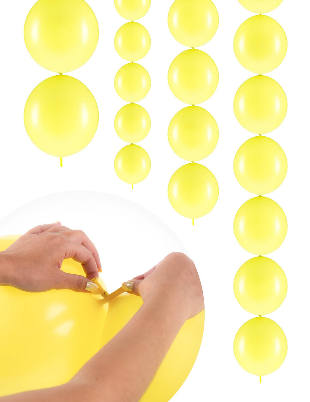 Ballons à relier pour fête jaune pastel