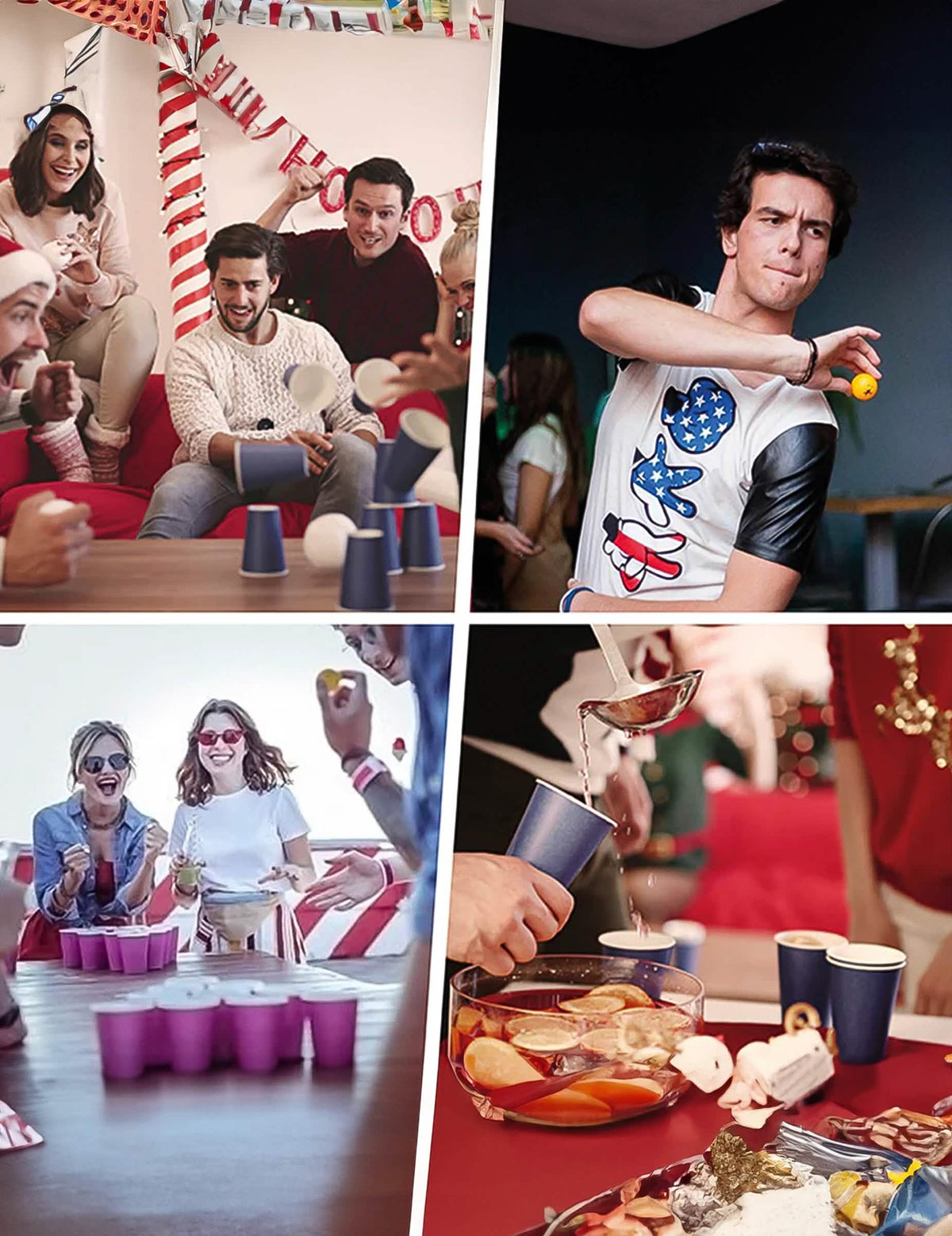 Mise en situation festive des gobelets américains en carton recyclable pour fête