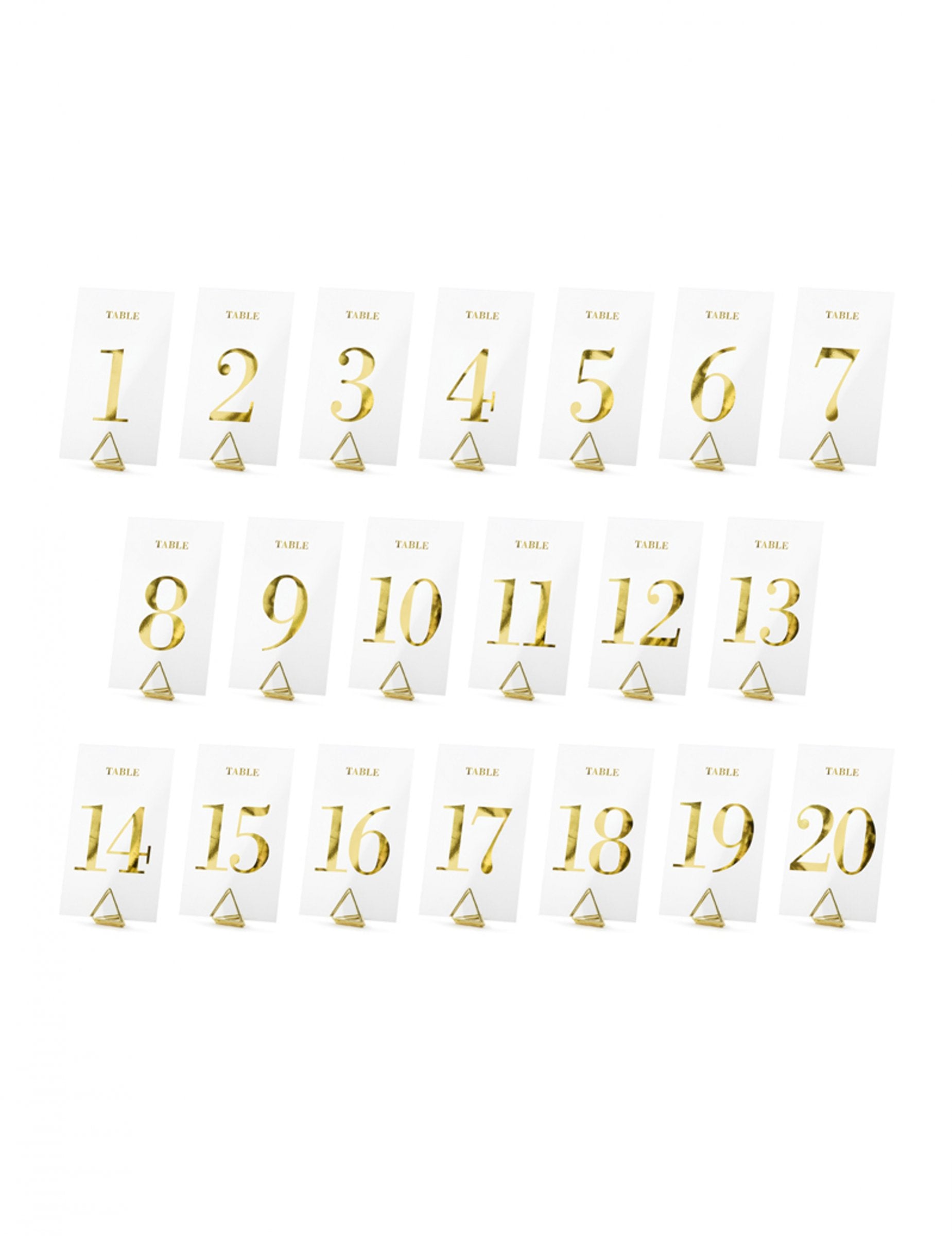 Vue d'ensemble des 20 numéros du marque table transparent chiffres dorés pour mariage doré
