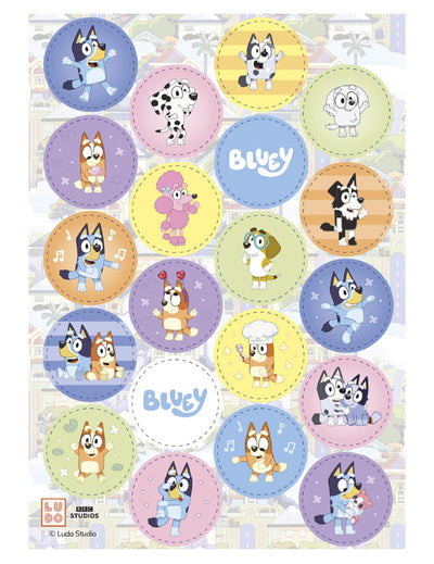 20 Bluey ja Bingo™ syötävää vohvelikiekkoa 3,4 cm