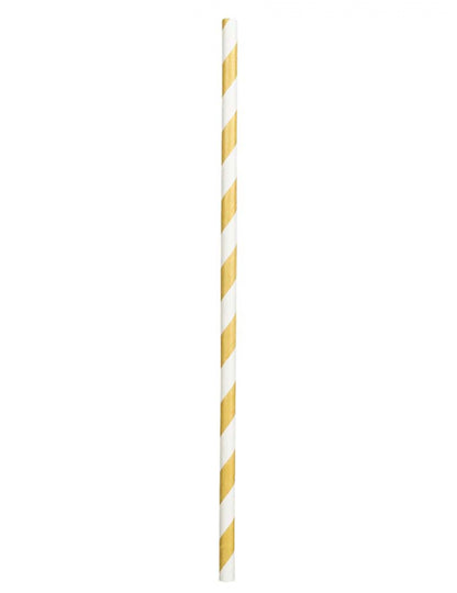 Pailles en carton rayées pour fête dorées
