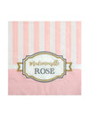 Serviettes en papier Mademoiselle rose pour baby shower rose à rayures blanches