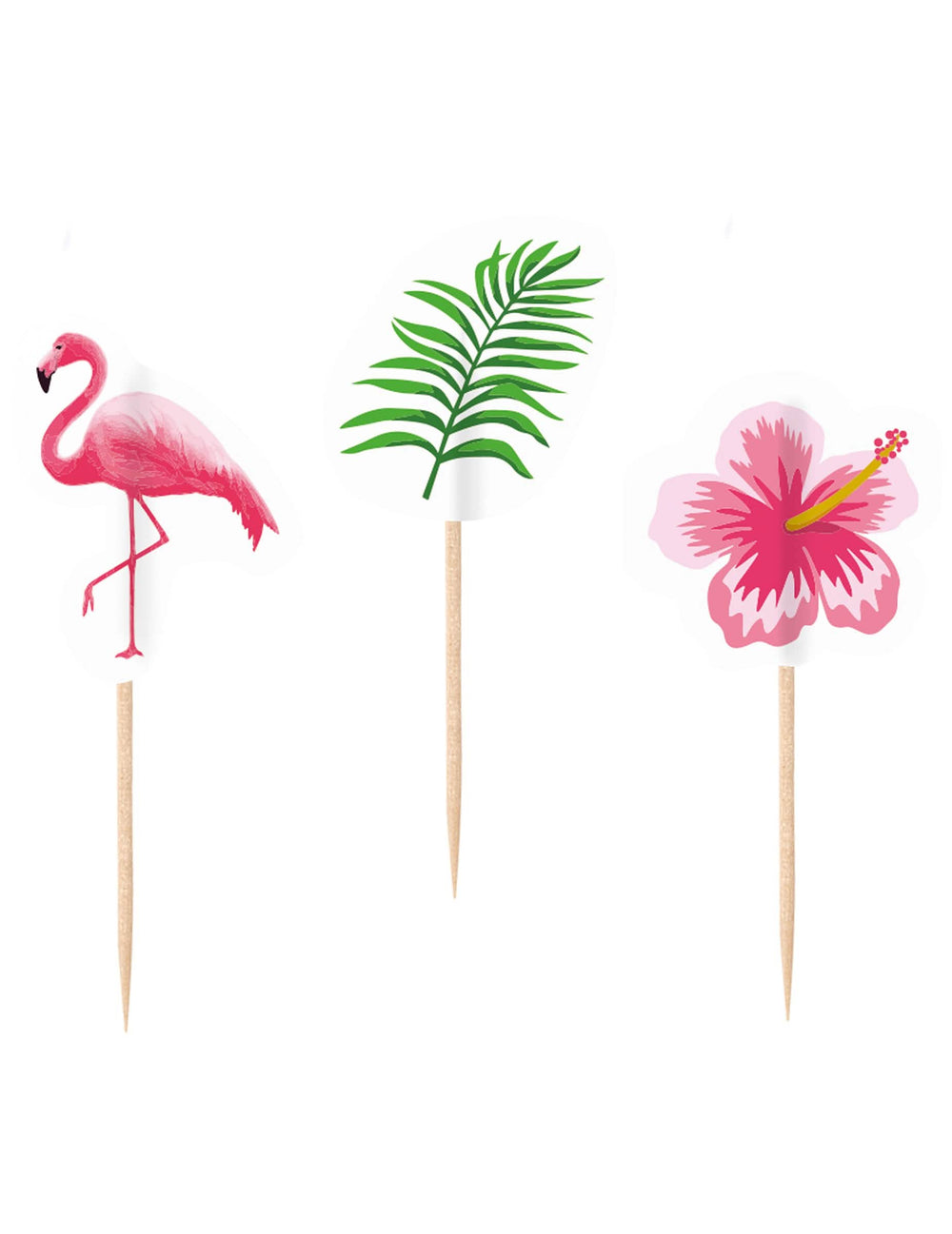 Koristeelliset flamingo paradise -pikkuvarret trooppiseen teemaan, vaaleanpunainen ja vihreä puusta