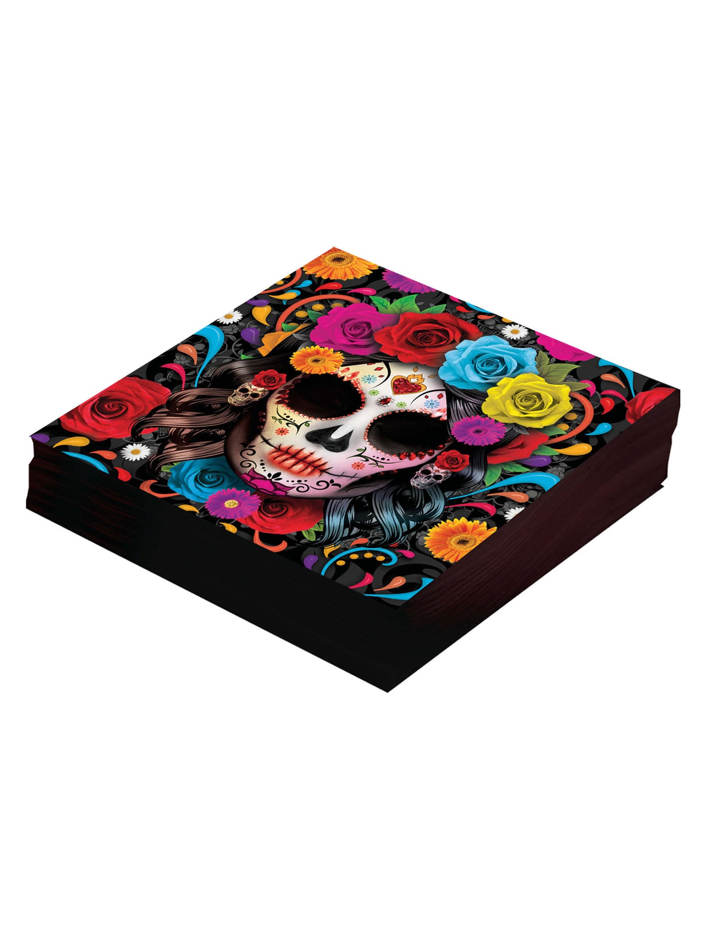 Vue en perspective du lot de serviettes Catrina Dia de los muertos