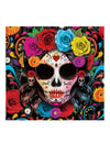Serviettes Catrina Dia de los muertos multicolores avec fleurs