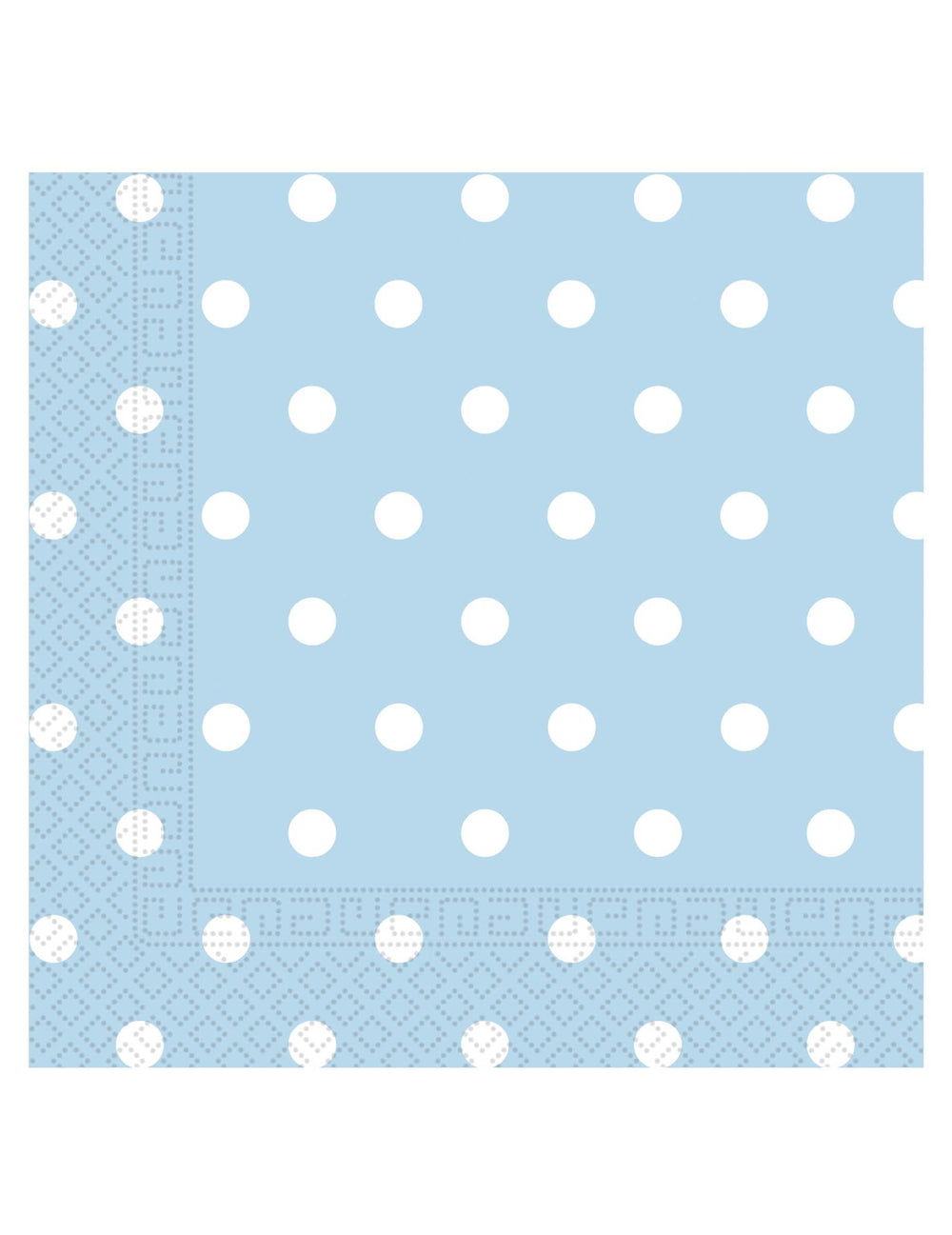 Serviettes en papier bleu ciel à pois blancs