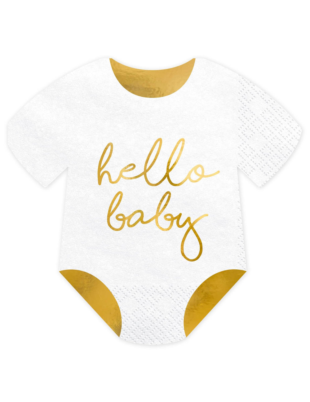 Serviettes en papier body Hello Baby pour baby shower blanc et doré
