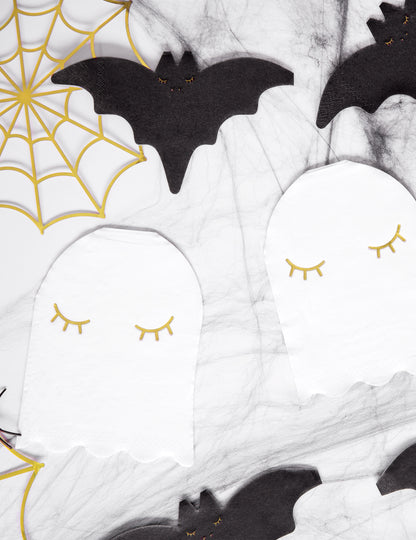 Détail du visage des serviettes en papier fantôme pour halloween