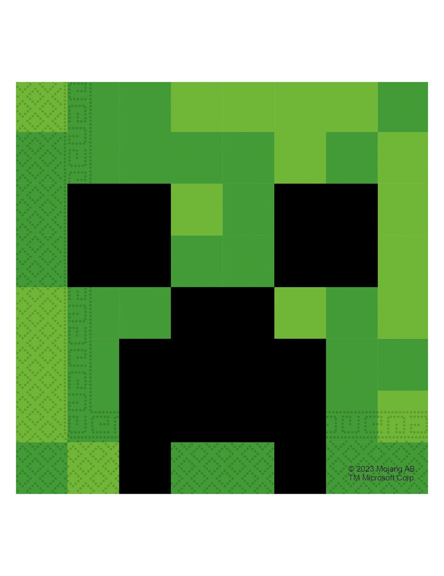 Serviettes en papier Minecraft pour anniversaire vertes avec visage de Creeper