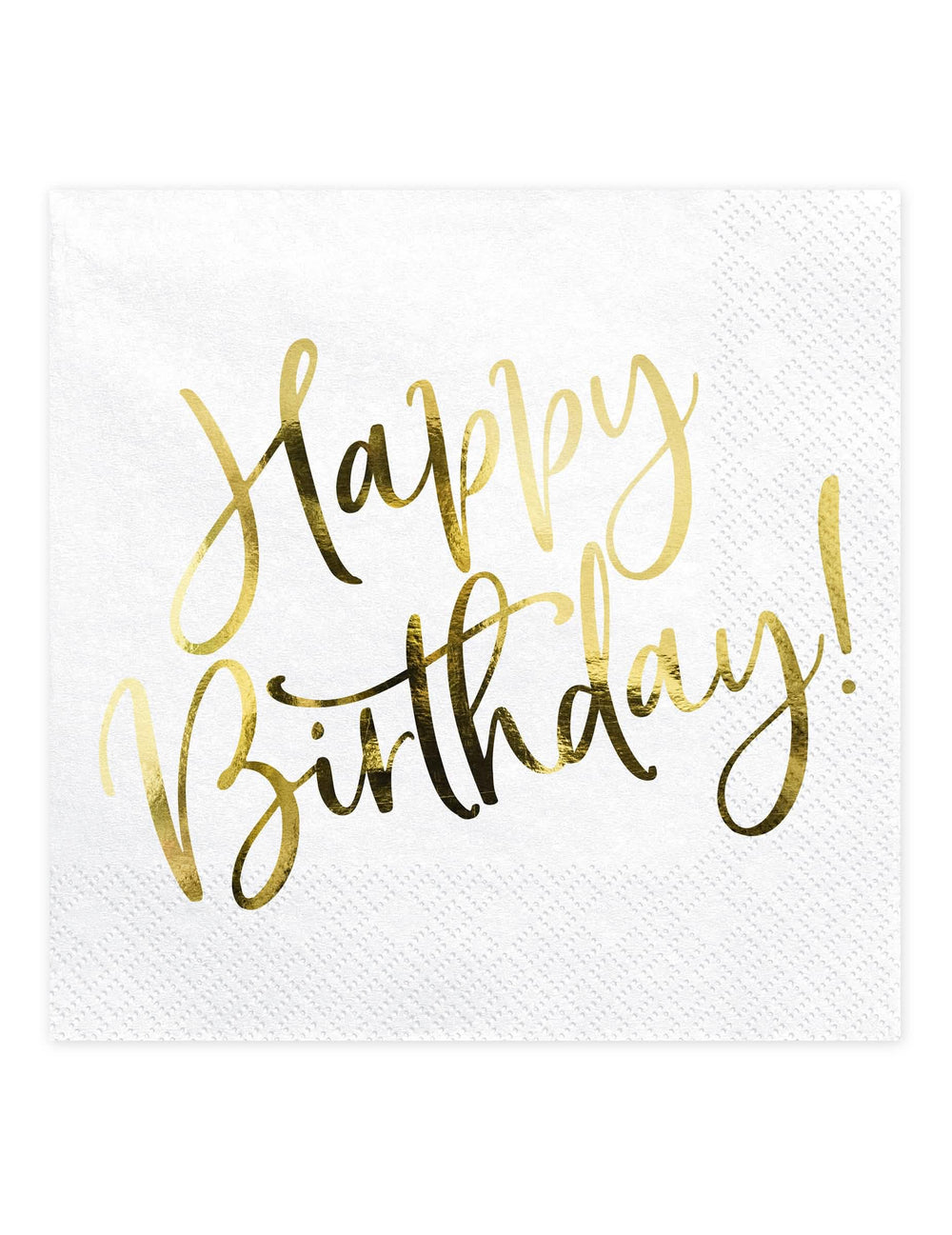 Serviettes en papier Happy Birthday pour anniversaire blanches et dorées